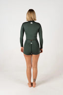 Back view of the Inner Relm Green Envy Vest 2mm showing the full back coverage.