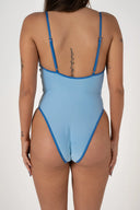 Close-up back view of the Inner Relm Poolside One Piece highlighting the adjustable straps and fit.