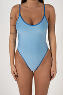 Full-length front view of the Inner Relm Poolside One Piece in light blue.