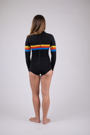 Janga 2/2 mm women’s springsuit in Black + Sunrise, back studio view