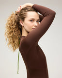 Side upclose view of the Seea Noa Surf Suit in Cappuccino.