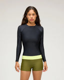 Front view of the Seea Swami's Playsuit in Olive.