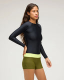 Side view of the Seea Swami's Playsuit in Olive.