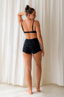 Back of Josie Boyshorts in Midnight Black Terry