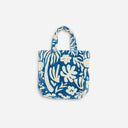 Slowtide Sunny Terry Tote Bag with a blue floral pattern.
